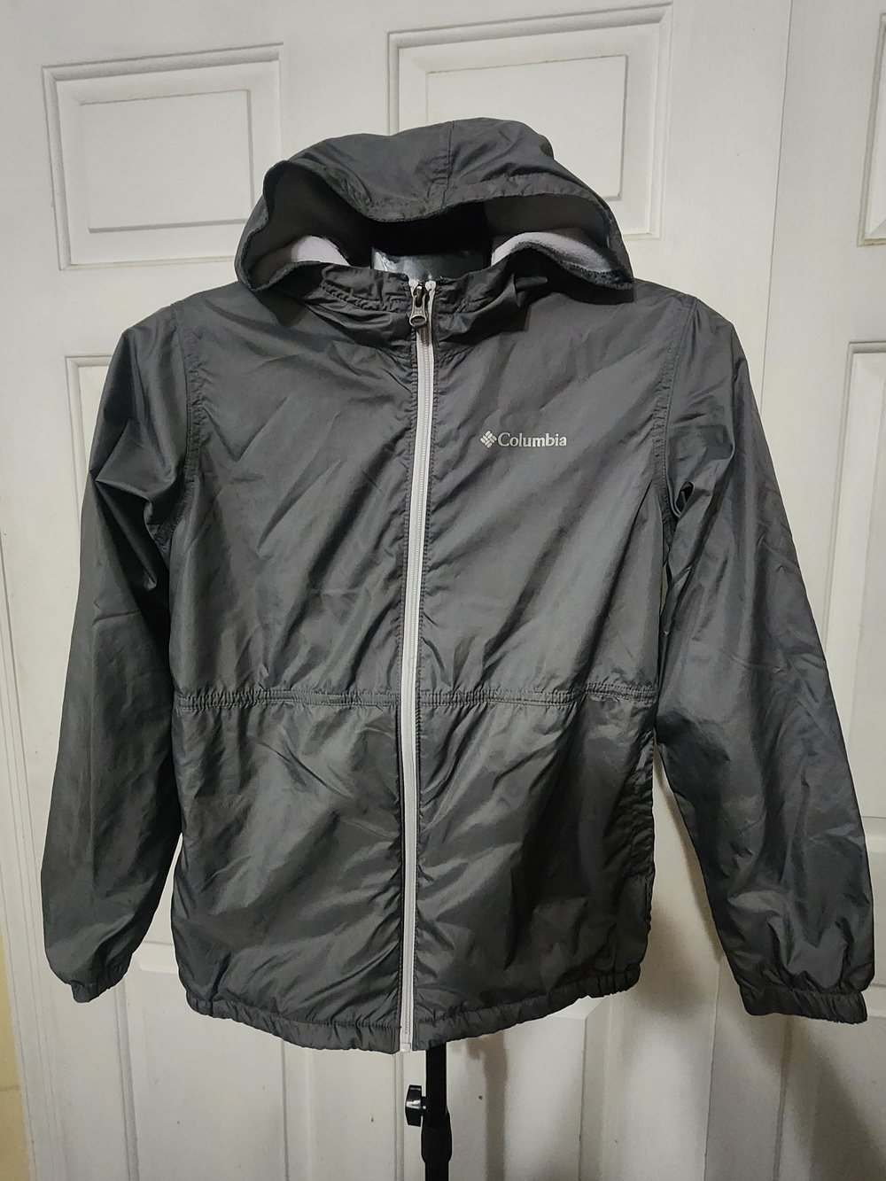 Columbia Center Ridge II Windbreaker Jacket Grey Hooded Full Zip Lined Men's